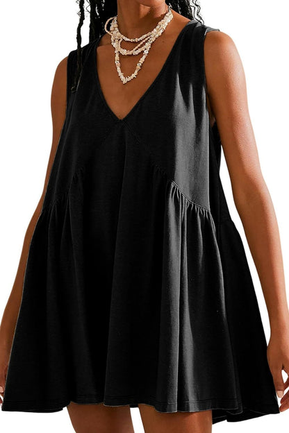 Plunge Wide Strap Mini Tank Dress