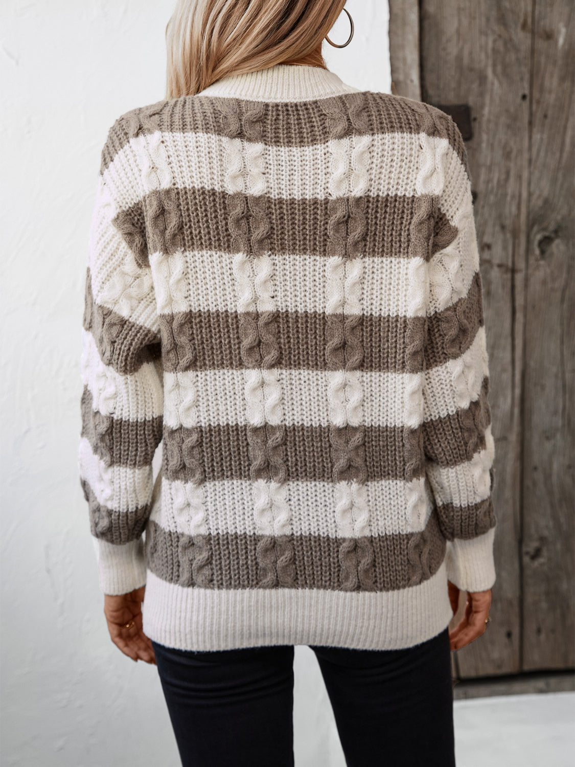 Striped Round Neck Long Sleeve Sweater