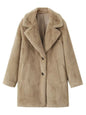 Faux Fur Button Up Lapel Neck Coat with Pocket