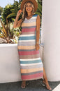 Striped Slit Sleeveless Maxi Dress