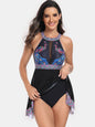 Cutout Printed Grecian Neck One-Piece Swimwear