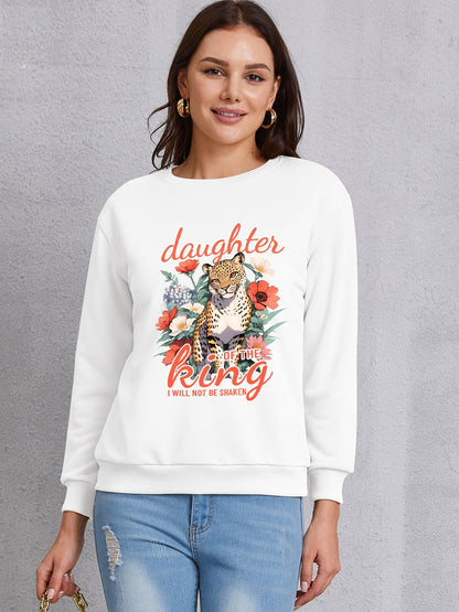 Leopard Graphic Round Neck Sweatshirt