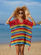 Cutout Striped Cover-Up with Tassel