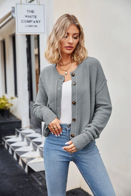 Button Down Exposed Seam Cardigan