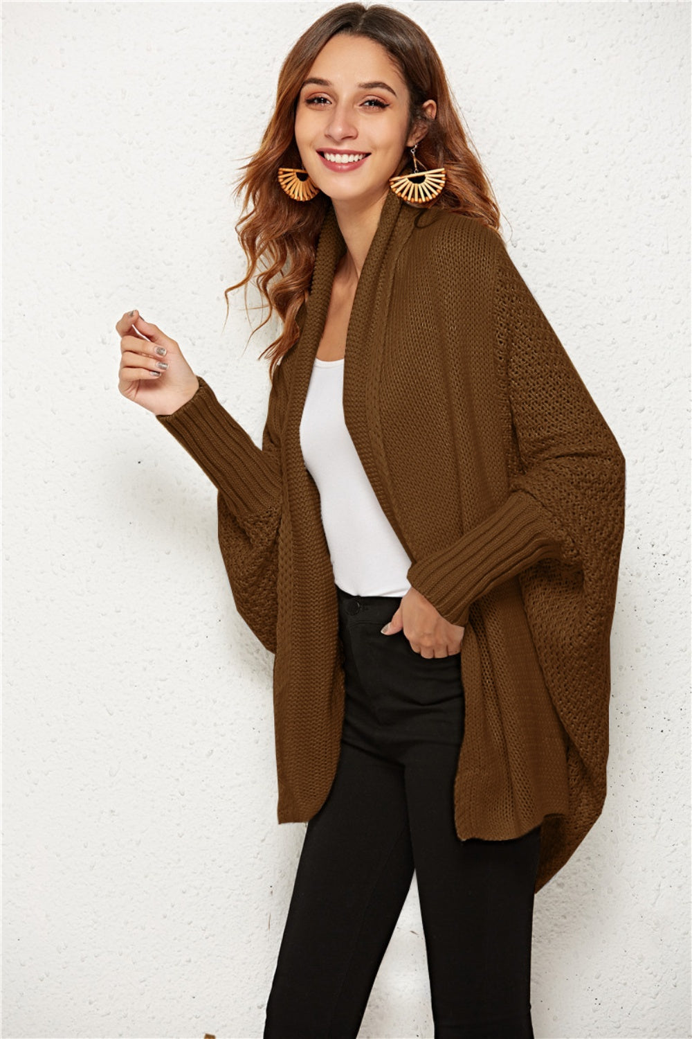 Open Front Batwing Sleeve Cardigan