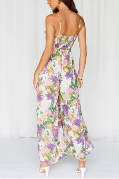 Floral Print Wide Leg Jumpsuit