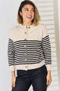 Striped Button Up Long Sleeve Cardigan