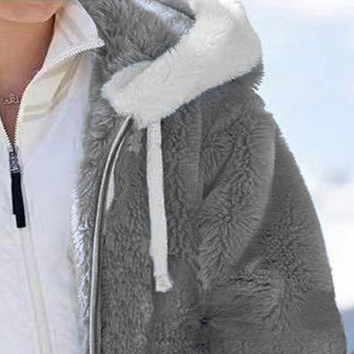 Zip-Up Hooded Teddy Coat