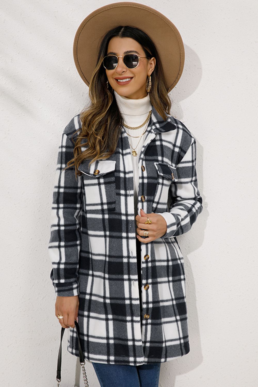 Plaid Collared Longline Coat