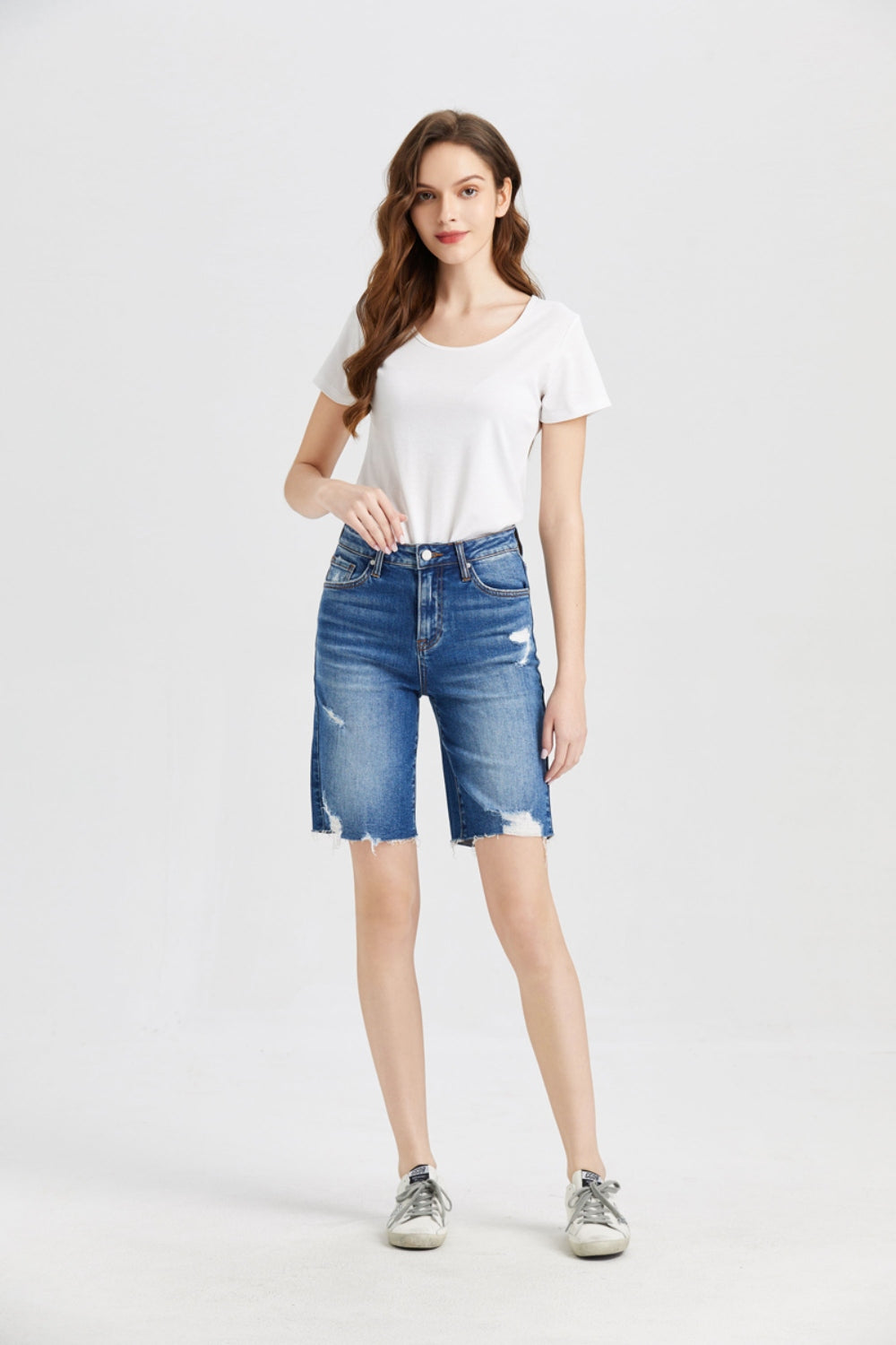 BAYEAS Full Size Super High Rise Denim Bermuda Shorts