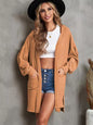 Pocketed Slit Open Front Hooded Cardigan