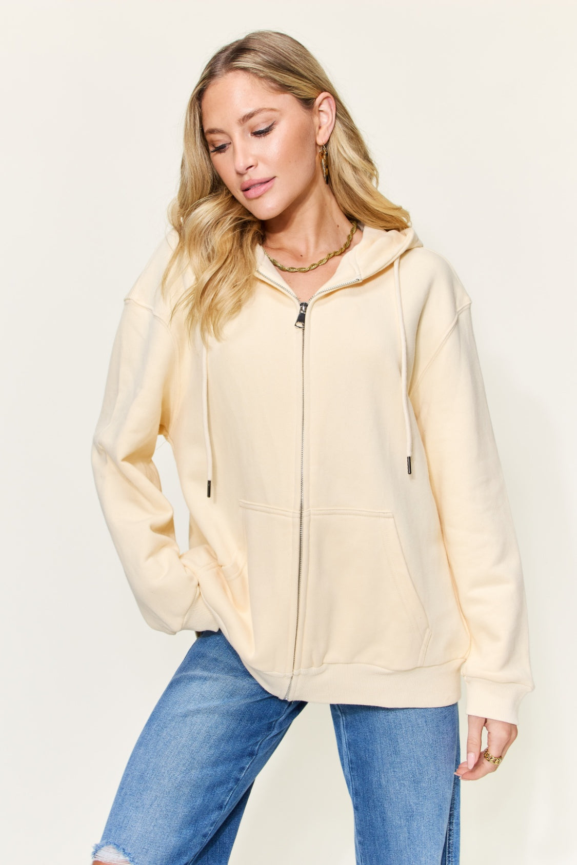 Simply Love Full Size GROW YOUR OWN WAY Graphic Zip-Up Hoodie with Pockets