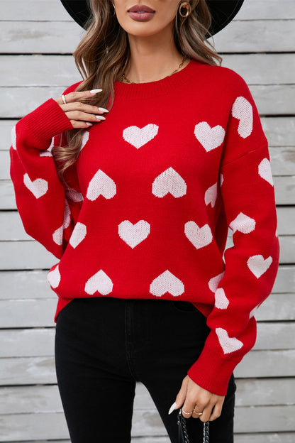 Angel Wings Heart Round Neck Long Sleeve Sweater