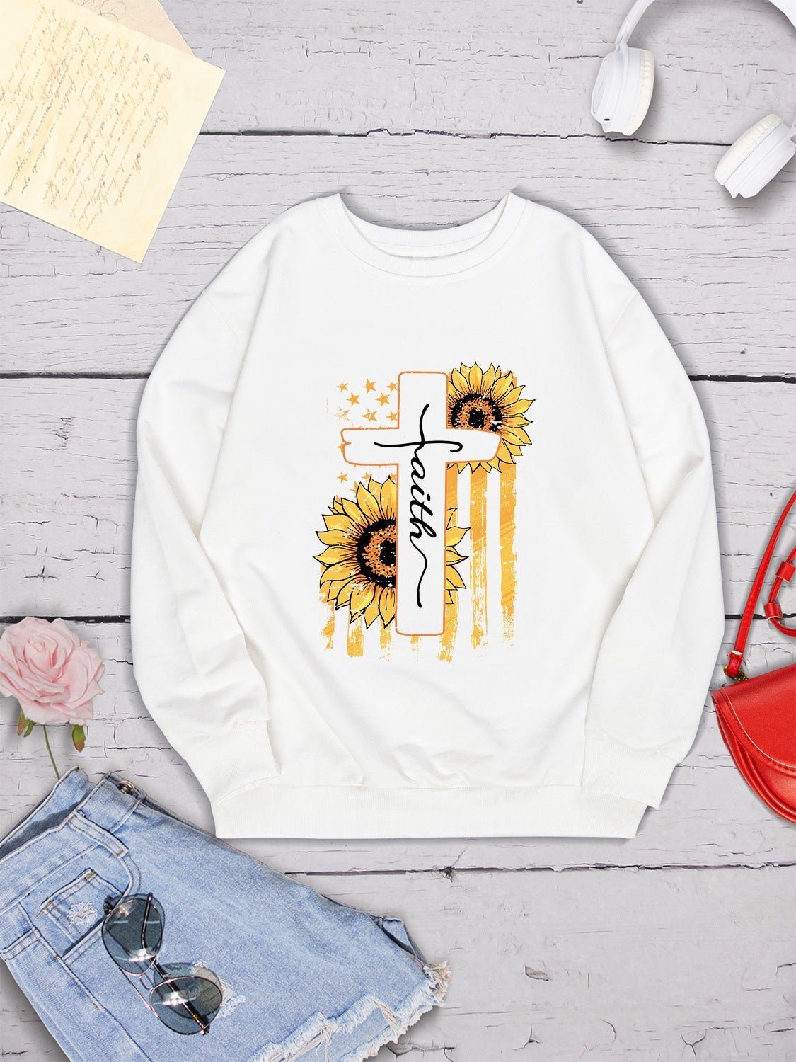 Sunflower Round Neck Dropped Shoulder Sweatshirt