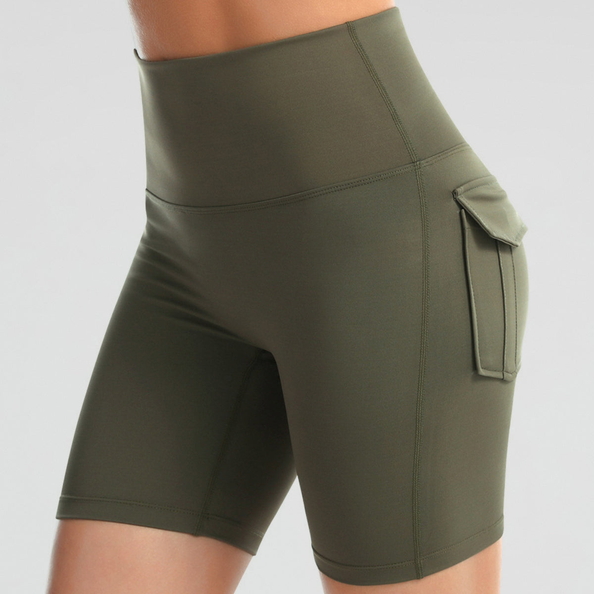 Wide Waistband Sports Shorts With Pockets