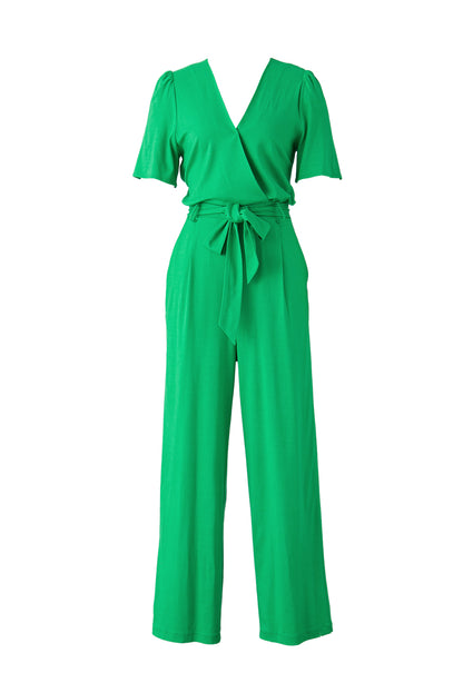 Tied Surplice Wide Leg Jumpsuit