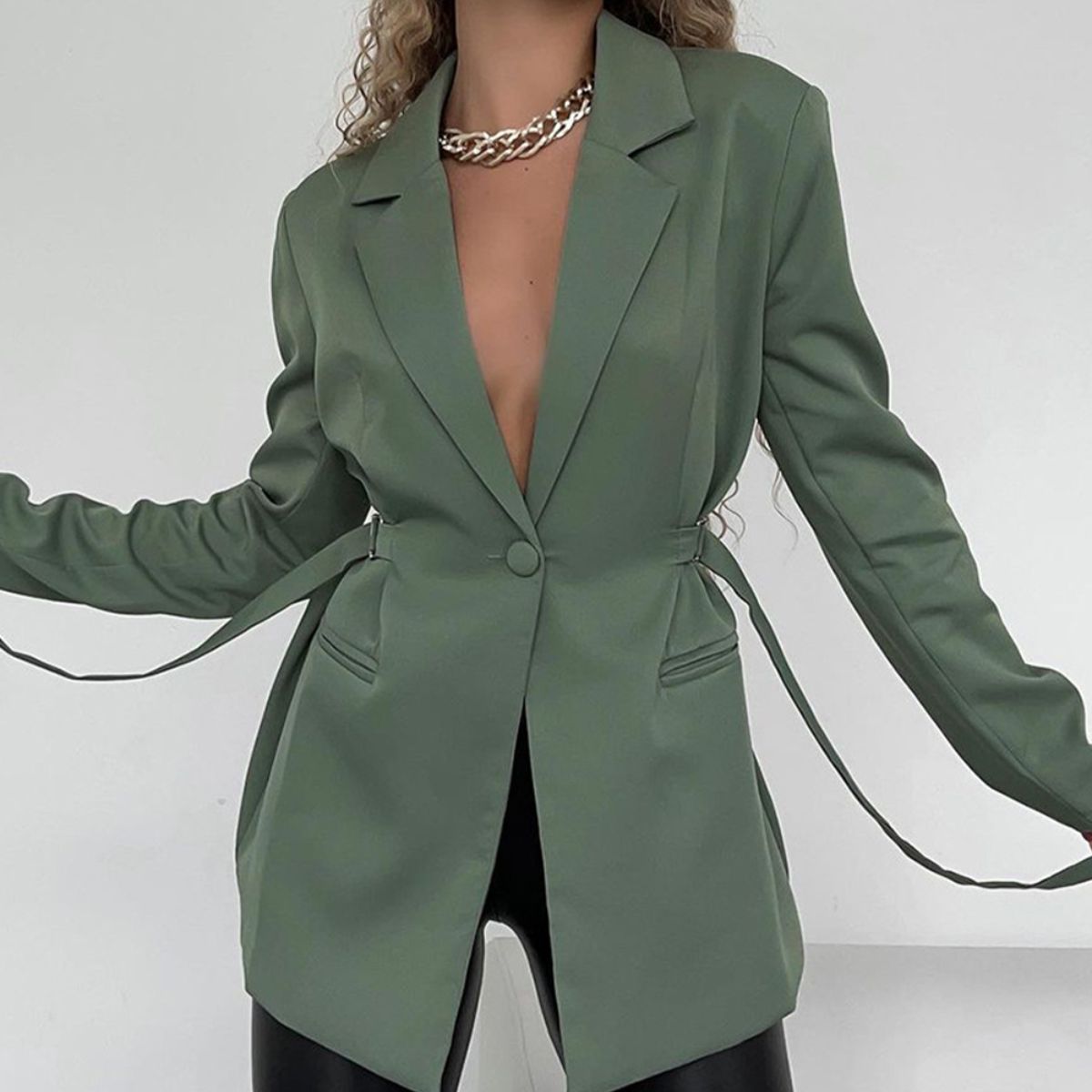 Lapel Collar Long Sleeve Blazer