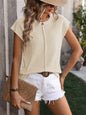 Rolled Cap Sleeve Round Neck Sweater Vest