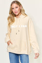 Simply Love Full Size NOT A FAN Graphic Drawstring Long Sleeve Hoodie