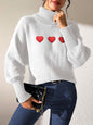 Heart Turtleneck Long Sleeve Sweater