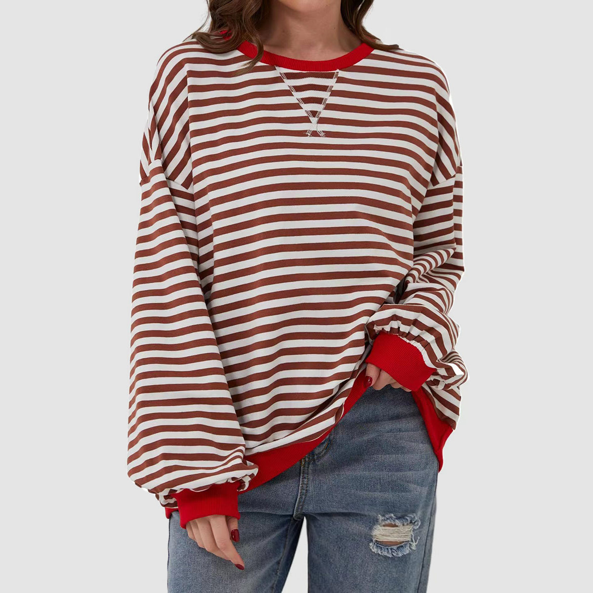 Striped Round Neck Long Sleeve T-Shirt