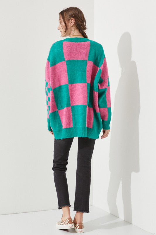 CHECKERED OVERSIZED SWEATER JJK5031P