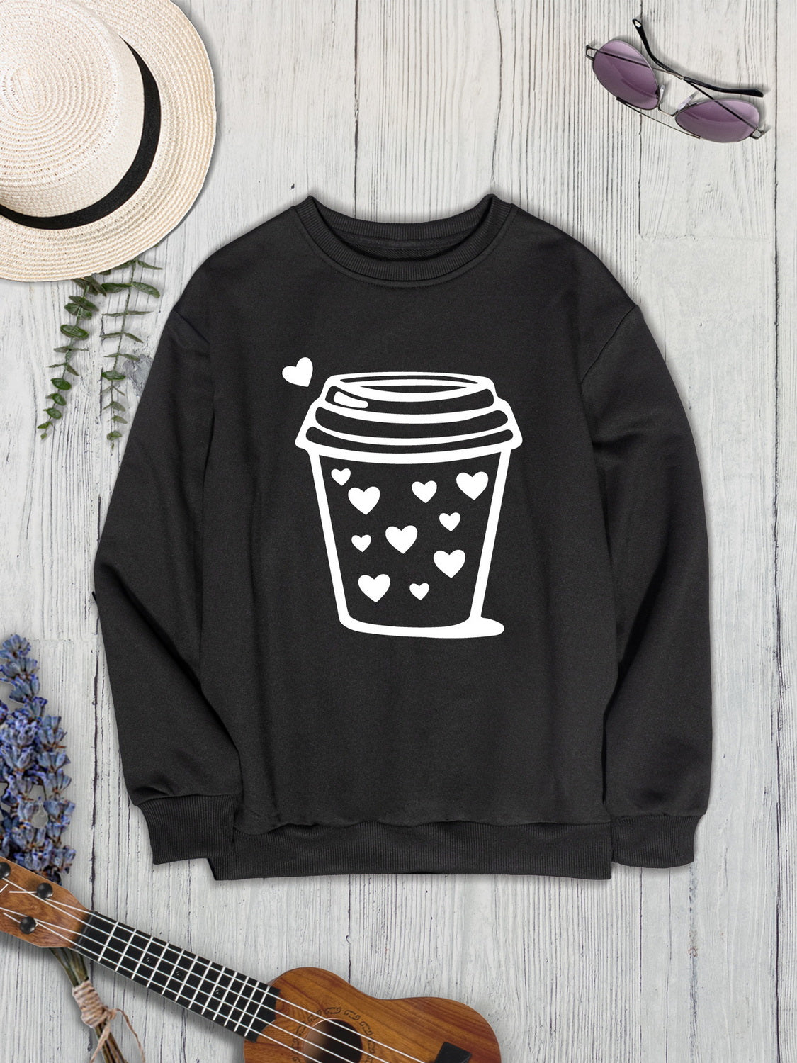 Coffee Graphic Round Neck Sweatshirt