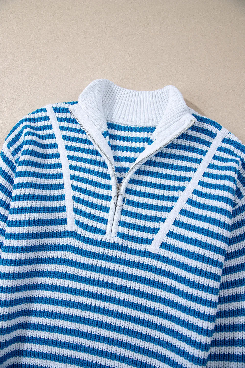 Striped Half Zip Long Sleeve Sweater