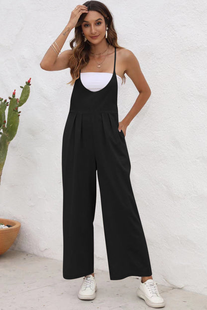 Tie Back Sleeveless Wide Leg Jumpsuit