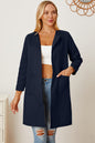 Open Front Pocketed Long Sleeve Coat