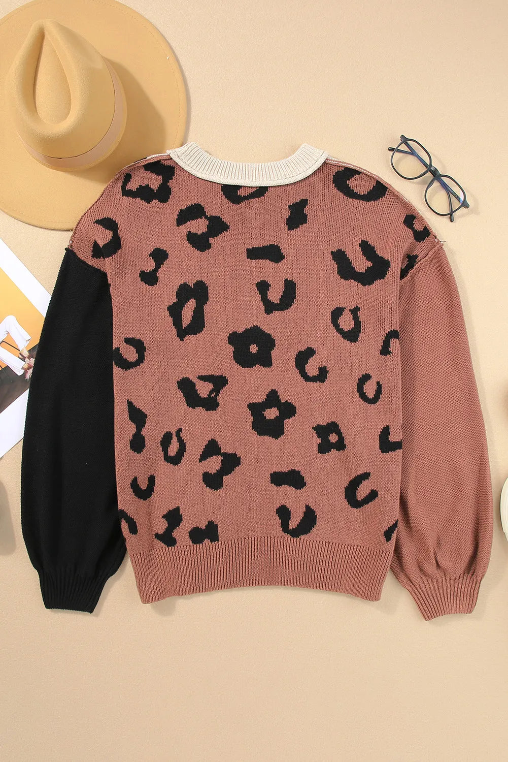 Leopard Round Neck Long Sleeve Sweater