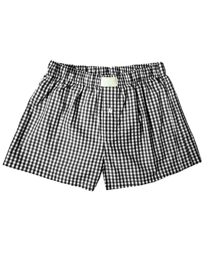 Plaid Elastic Waist Shorts