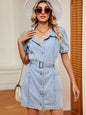 Snap Down Short Sleeve Denim Dress