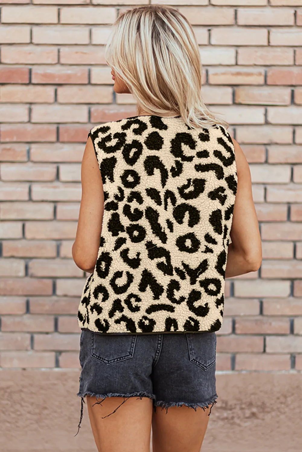 Leopard Button Up Vest Coat