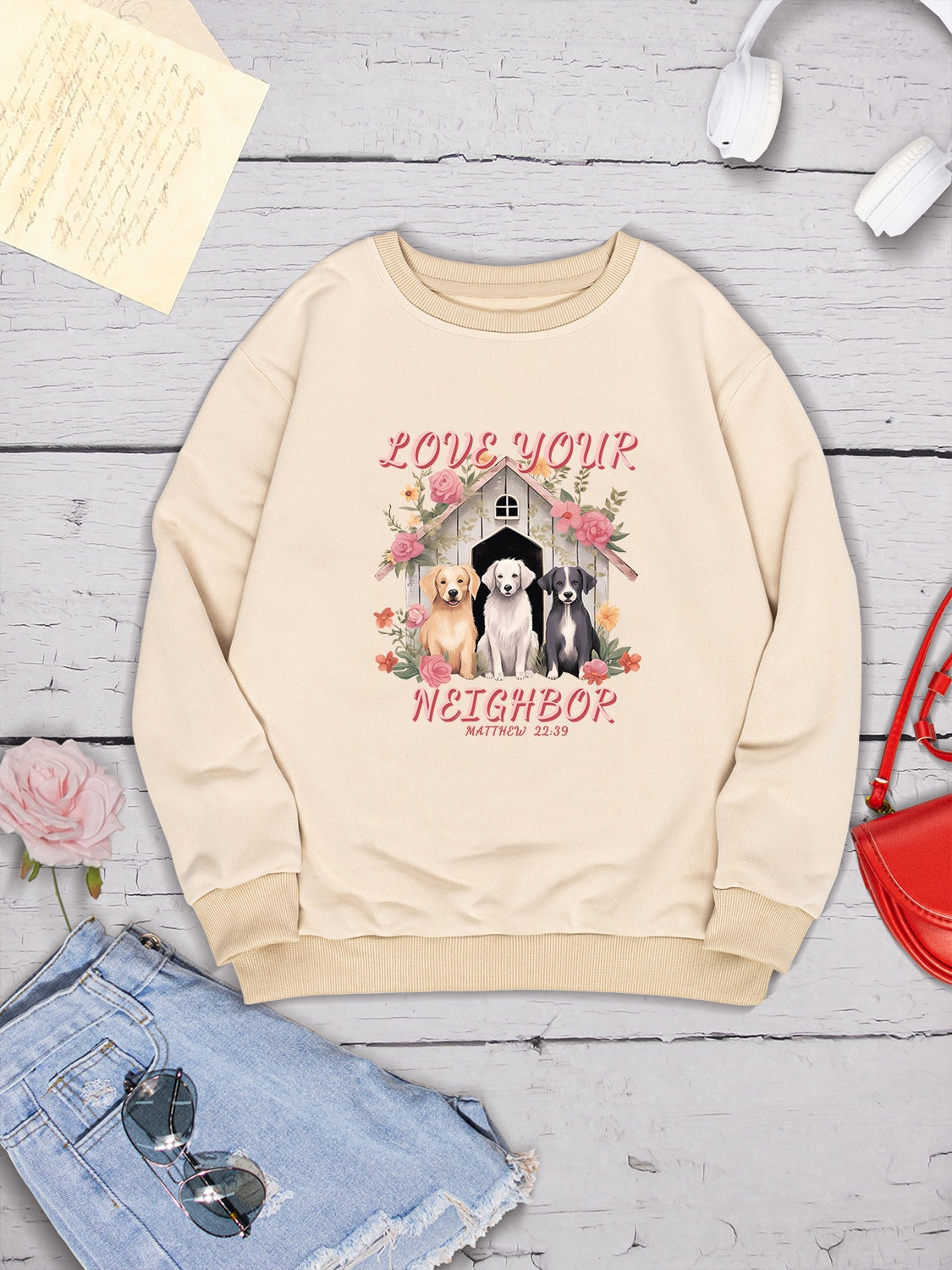 LOVE YOUR NEIGHBOR Round Neck Sweatshirt