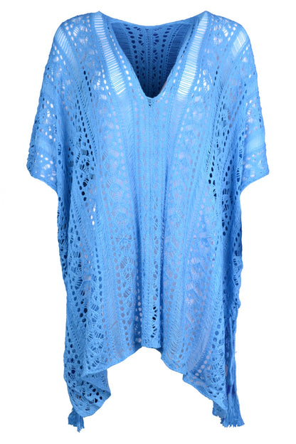 Cutout V-Neck Cover-Up with Tassel