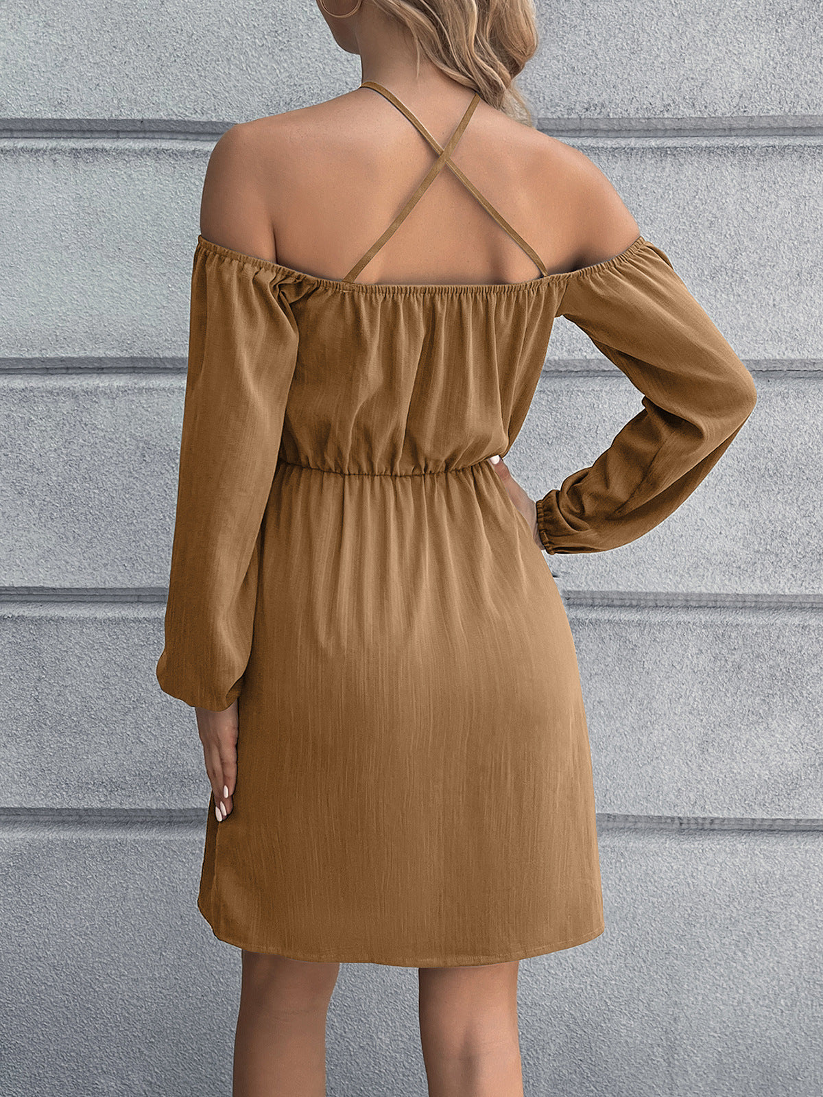 Cold-Shoulder Crisscross Mini Dress