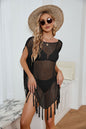 Fringe Trim Openwork Cover-Up Dress