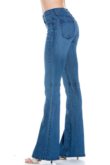 mid rise flare bell bottom denim jeans pants