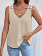 Lace Detail Waffle-Knit V-Neck Tank