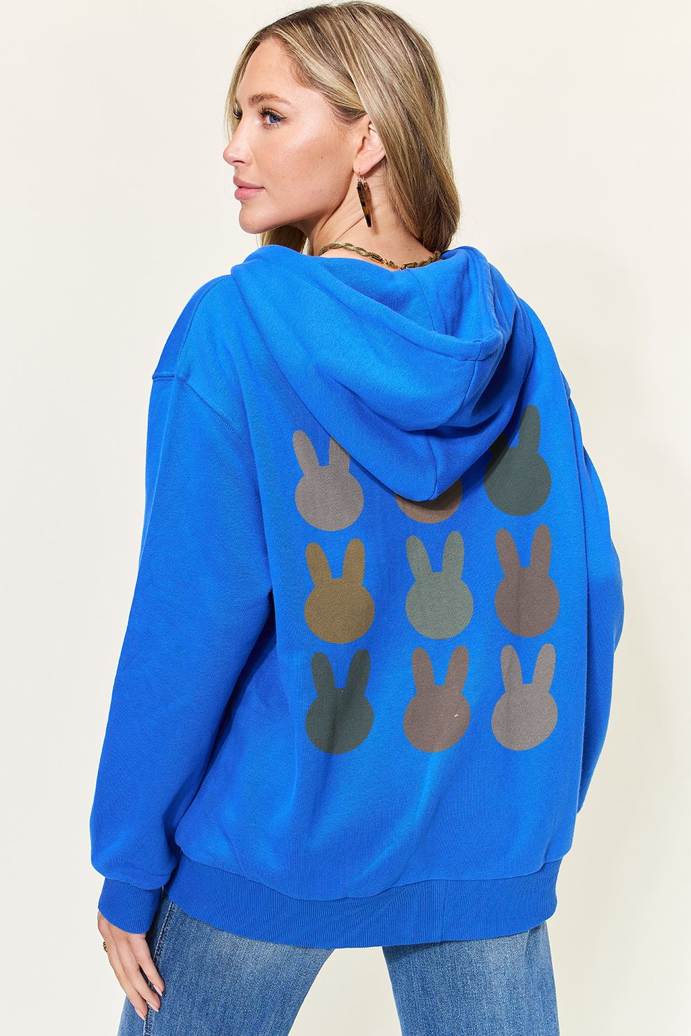 Simply Love Full Size Easter Bunny Graphic Zip-Up Hoodie with Pockets
