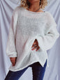 Boat Neck Dropped Shoulder Sweater