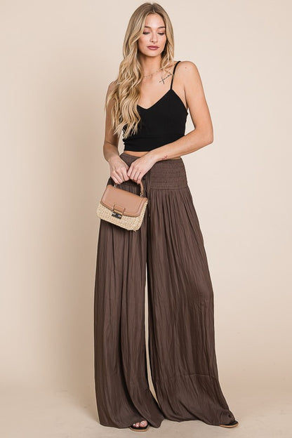 Ruched waist wide resort pants