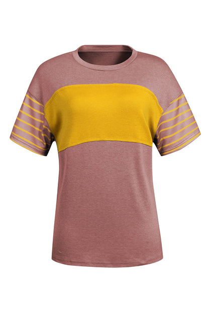 Striped Round Neck Short Sleeve T-Shirt