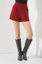 PLEATED TEXTURED TWEED FABRIC MINI SHORTS POCKETS