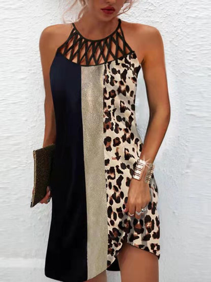 Printed Grecian Neck Mini Dress