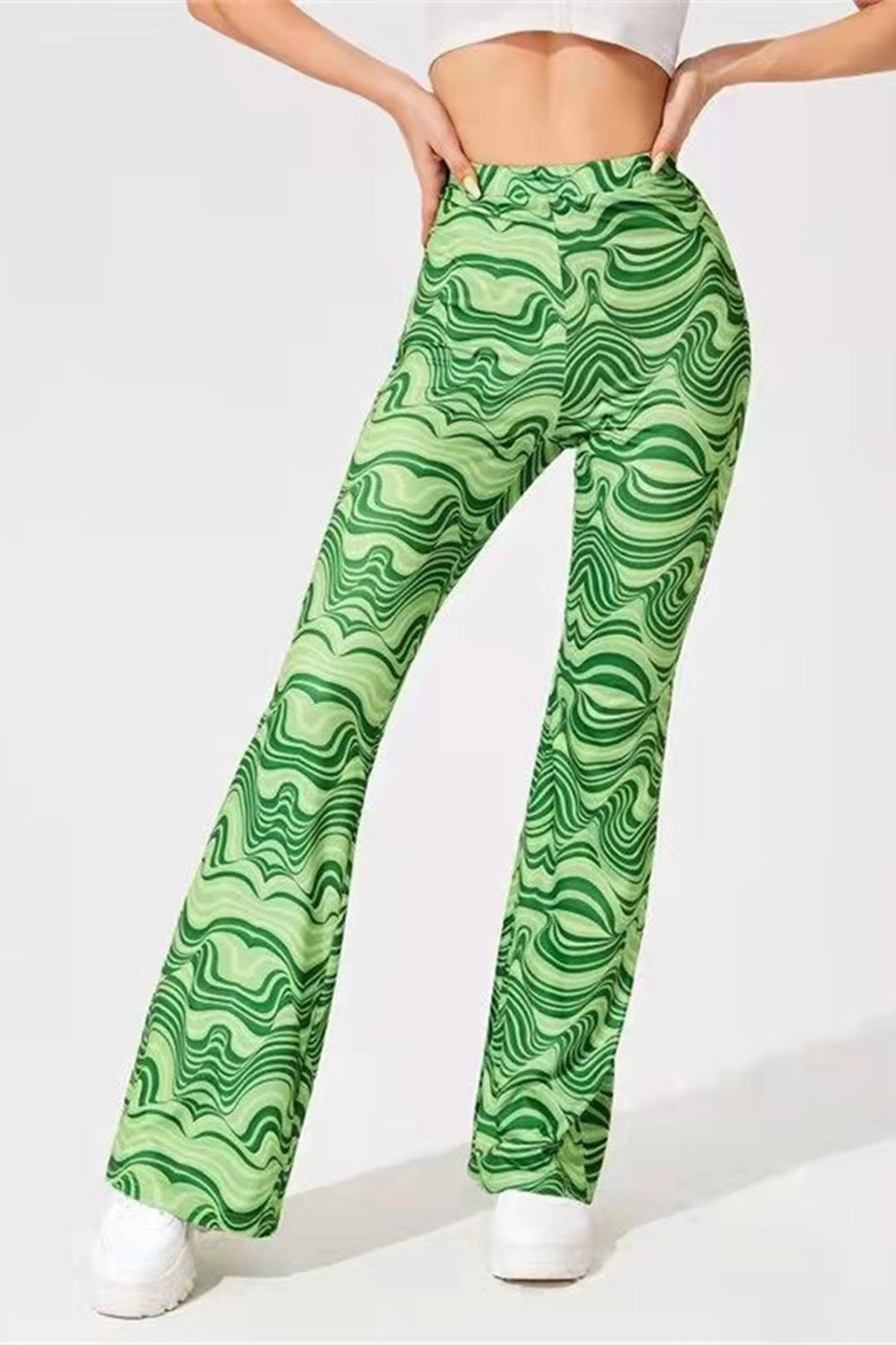 Printed High Waist Flare Pants