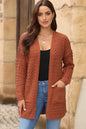 Open Front Dropped Shoulder Cardigan with Pockets