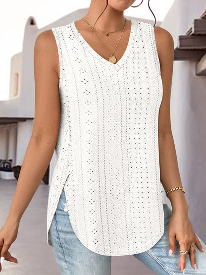 Eyelet V-Neck Tank