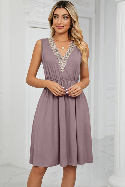 Pocketed V-Neck Wide Strap Dress